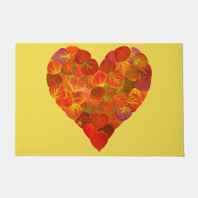 I Love Autumn, subtle—Red Aspen Leaf Heart 1 Deurmat (Voorkant)