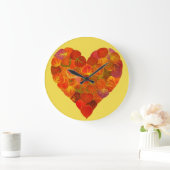 I Love Autumn, subtle—Red Aspen Leaf Heart 1 Grote Klok (Huis)