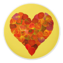 I Love Autumn, subtle—Red Aspen Leaf Heart 1