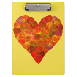 I Love Autumn, subtle—Red Aspen Leaf Heart 1 Klembord