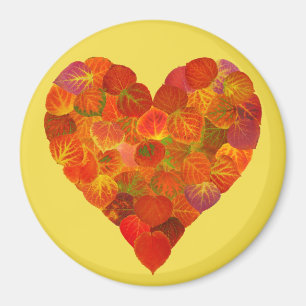 I Love Autumn, subtle—Red Aspen Leaf Heart 1 Magneet