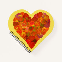 I Love Autumn, subtle—Red Aspen Leaf Heart 1