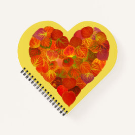 I Love Autumn, subtle—Red Aspen Leaf Heart 1 Notitieboek