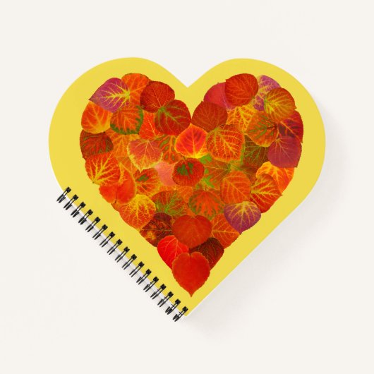 I Love Autumn, subtle—Red Aspen Leaf Heart 1 Notitieboek (Voorkant)
