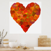 I Love Autumn, subtle—Red Aspen Leaf Heart 1 Poster (Keuken)