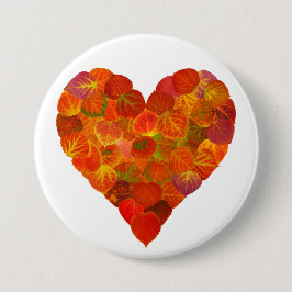 I Love Autumn, subtle—Red Aspen Leaf Heart 1 Ronde Button 7,6 Cm