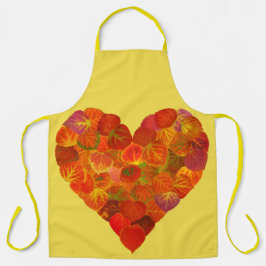 I Love Autumn, subtle—Red Aspen Leaf Heart 1 Schort