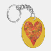 I Love Autumn, subtle—Red Aspen Leaf Heart 1 Sleutelhanger (Voorkant Links)