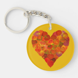 I Love Autumn, subtle—Red Aspen Leaf Heart 1 Sleutelhanger