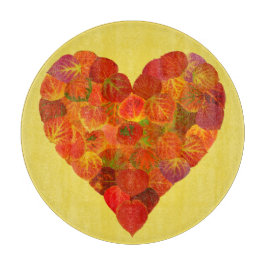 I Love Autumn, subtle—Red Aspen Leaf Heart 1 Snijplank