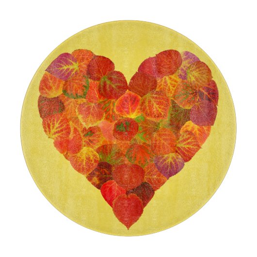 I Love Autumn, subtle—Red Aspen Leaf Heart 1 Snijplank (Voorkant)