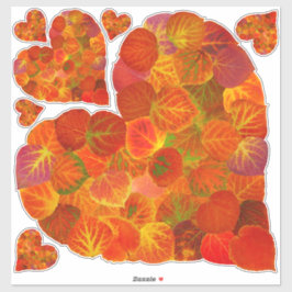 I Love Autumn, subtle—Red Aspen Leaf Heart 1 Sticker