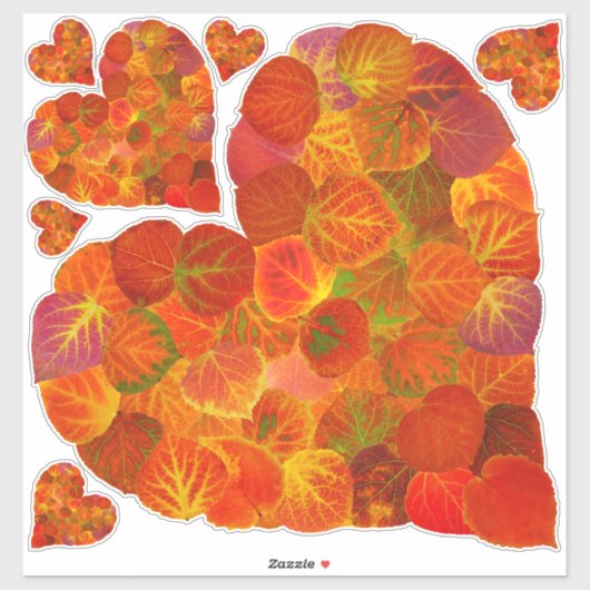 I Love Autumn, subtle—Red Aspen Leaf Heart 1 Sticker (Vel)