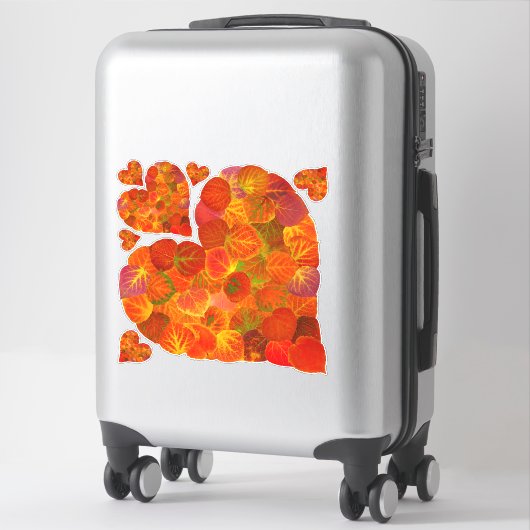 I Love Autumn, subtle—Red Aspen Leaf Heart 1 Sticker (Koffer)