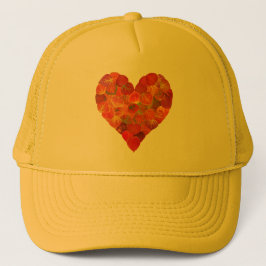 I Love Autumn, subtle—Red Aspen Leaf Heart 1 Trucker Pet