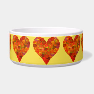 I Love Autumn, subtle—Red Aspen Leaf Heart 1 Voerbakje