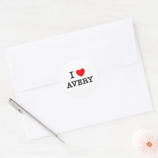 I Love Avery Ronde Sticker (Envelop)