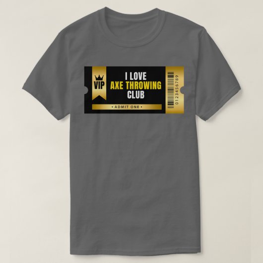 I Love Ax Throwing Club Ticket T-shirt (Design voorkant)
