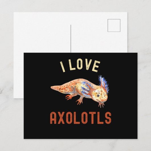 I Love Axolotls, Cute Funny Axolotl Briefkaart (Voorkant / Achterkant)