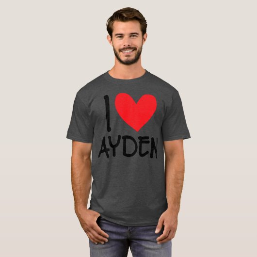 I Love Ayden Name Persoonlijke Mannen Guy BFF Frie T-shirt (Voorkant volledig)