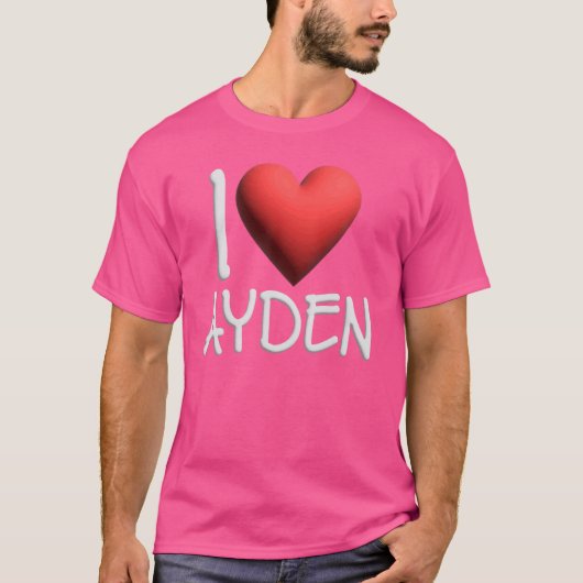I Love Ayden Name Persoonlijke Mannen Guy BFF Frie T-shirt (Voorkant)
