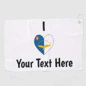 I Love (Azorean Flag Heart) Golfhanddoek (Horizontaal)