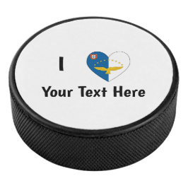 I Love (Azorean Flag Heart) Hockey Puck
