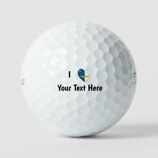 I Love (Azorenvlag Hart) Persoonlijk Golfballen (Voorkant)