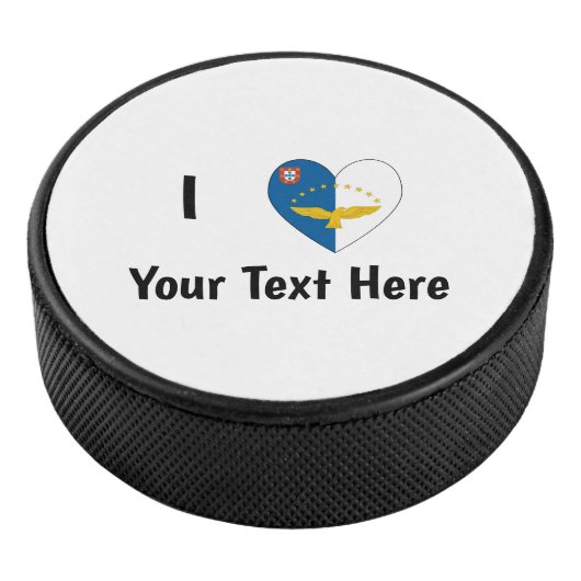 I Love (Azorenvlag Hart) Persoonlijk Hockey Puck (3/4)