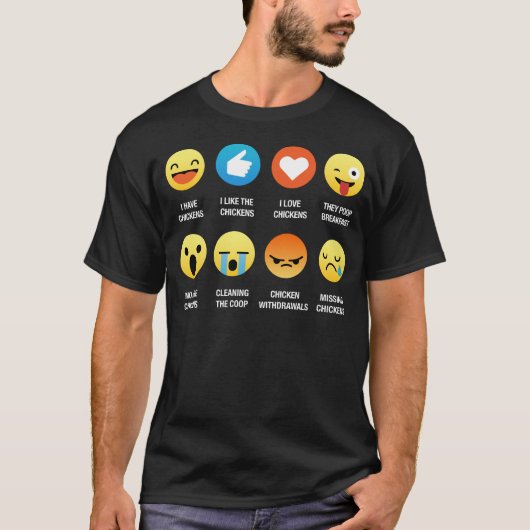 I Love Backyard Chickens Emoji Emoticon Tee Shirt (Voorkant)