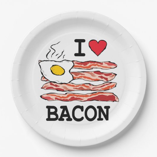 I Love Bacon Papieren Bordje (Voorkant)