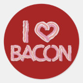 I Love Bacon Ronde Sticker (Voorkant)