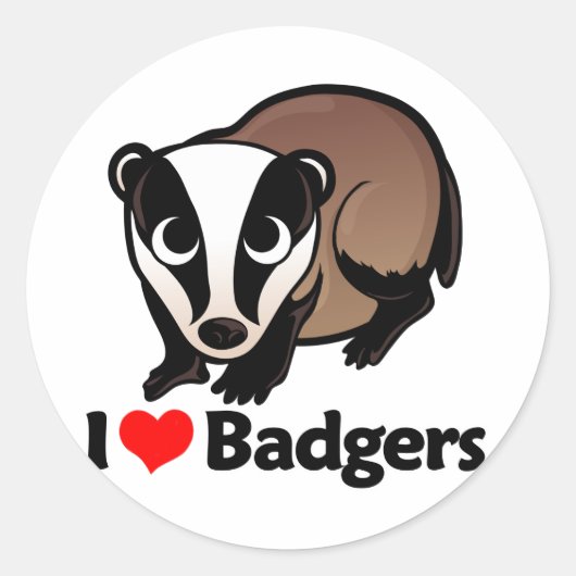 I Love Badgers Ronde Sticker (Voorkant)
