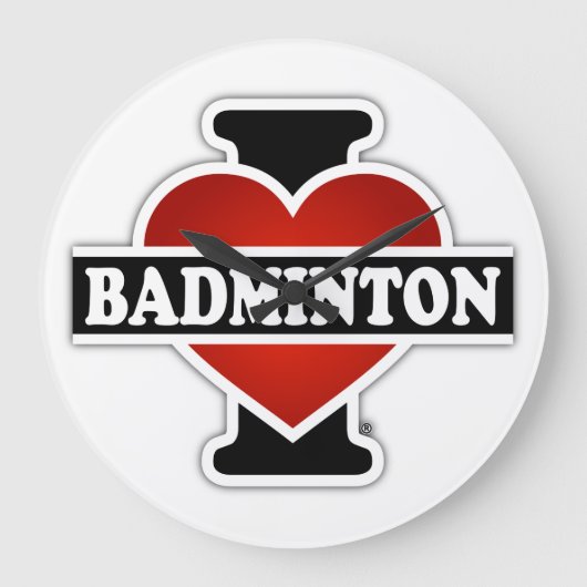 I Love Badminton Grote Klok (Voorkant)