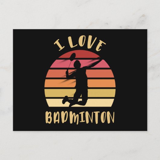 I Love Badminton Jump Smash Briefkaart (Voorkant)
