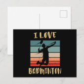 I Love Badminton Jump Smash Briefkaart (Voorkant / Achterkant)