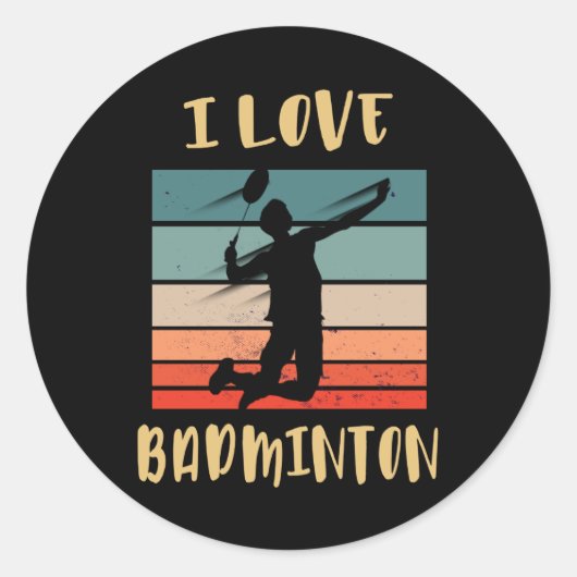 I Love Badminton Jump Smash Ronde Sticker (Voorkant)
