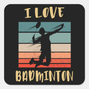 I Love Badminton Jump Smash Vierkante Sticker