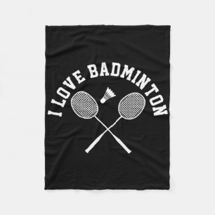 I Love Badminton Player Gift Retro Style Fleece Deken