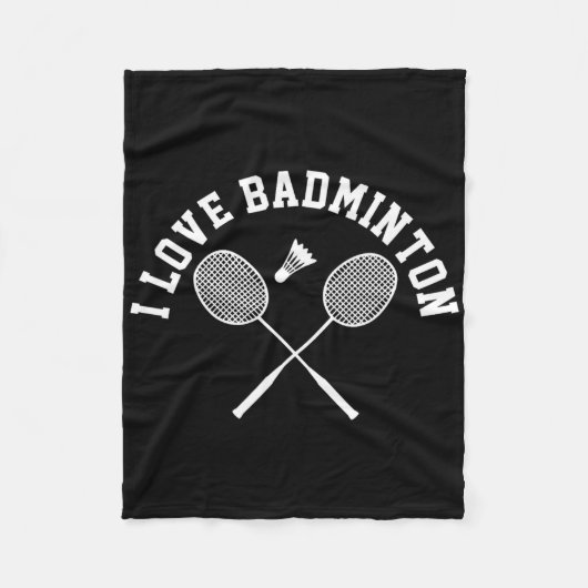 I Love Badminton Player Gift Retro Style Fleece Deken (Voorkant)