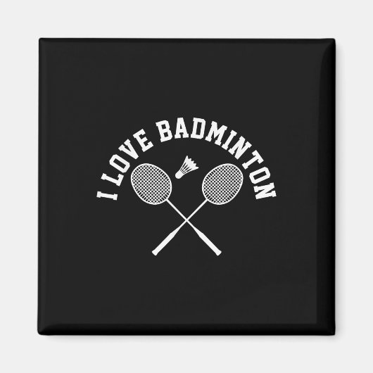 I Love Badminton Player Gift Retro Style Magneet (Voorkant)