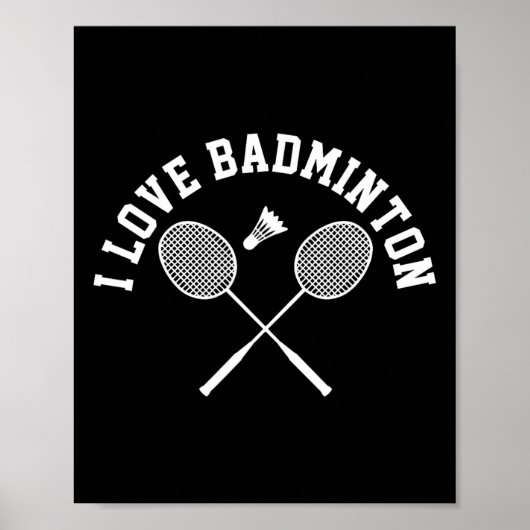 I Love Badminton Player Gift Retro Style Poster (Voorkant)