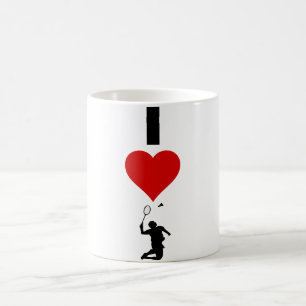 I Love Badminton (verticaal) Koffiemok