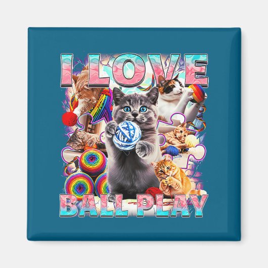 I Love Ball Play Cute Cats Roll Of Wool Kitty For  Magneet (Voorkant)