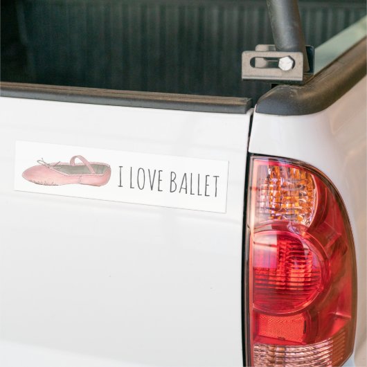 I Love Ballet Ballerina Pink Slipper Dance Teacher Bumpersticker (Op Truck)