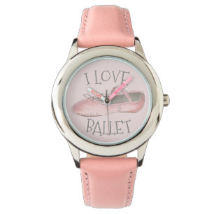 I Love Ballet Ballerina Pink Slipper Dance Teacher Horloge
