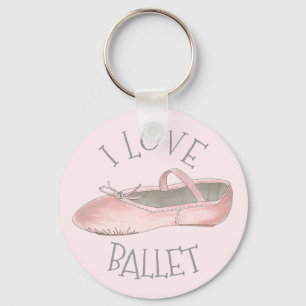 I Love Ballet Ballerina Pink Slipper Dance Teacher Sleutelhanger