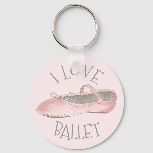 I Love Ballet Ballerina Pink Slipper Dance Teacher Sleutelhanger (Voorkant)