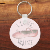 I Love Ballet Ballerina Pink Slipper Dance Teacher Sleutelhanger (Voorkant)