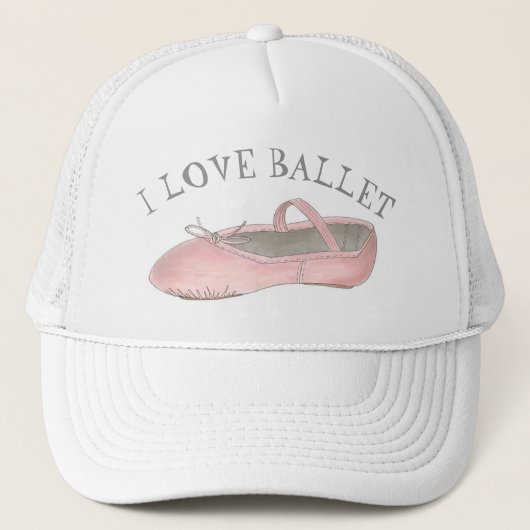 I Love Ballet Ballerina Pink Slipper Dance Teacher Trucker Pet (Voorkant)